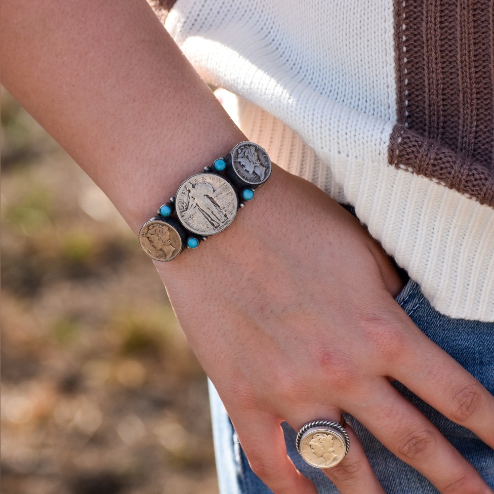 Native Made Liberty Coin Cuff - Picture 2 of 2